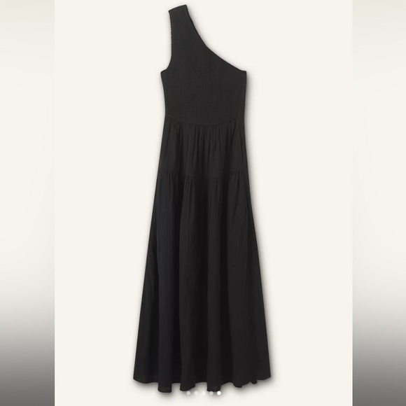 Anthropologie Black One-Shoulder Midi Dress - Picture 3 of 4